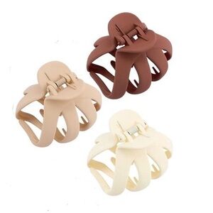 NWT Neutral Color Large Octopus Claw Clips for Thick Hair - 3